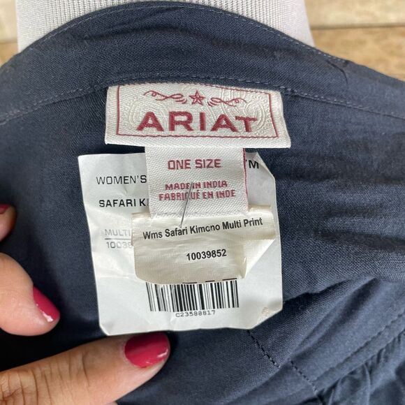 Ariat Safari Kimono Top Womens One Size Rayon Crinkle Crepe EUC - Picture 7 of 7